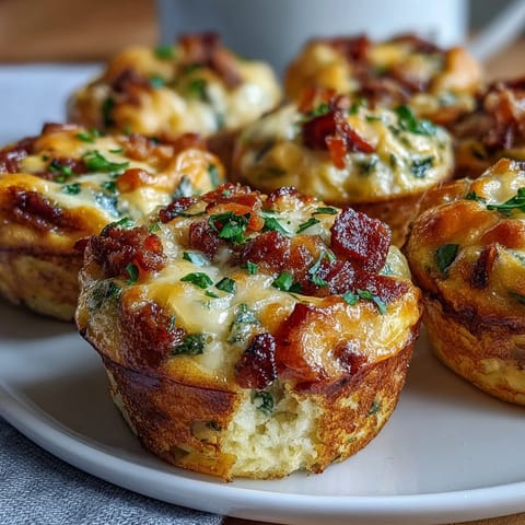 Freshly baked Breakfast Egg Muffins in a muffin tin, featuring fluffy eggs, cheese, and colorful veggies for a hearty snack.