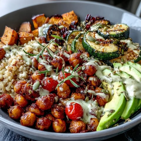 Hearty vegan Chickpea Power Bowl featuring spiced chickpeas, quinoa, and fresh parsley, ready to enjoy.