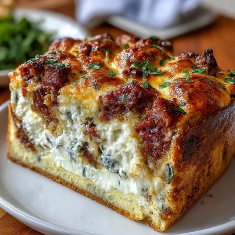 Italian Easter Pie with Ricotta and Salami, golden baked with a flaky crust and savory salami-studded filling.