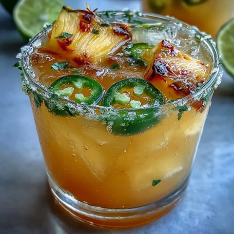Vibrant Pineapple Jalapeño Agua Fresca, a sweet and spicy Mexican cooler over ice.