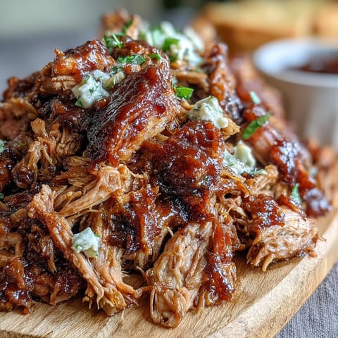 Tender Juneteenth BBQ pulled pork piled high with refreshing watermelon slaw.