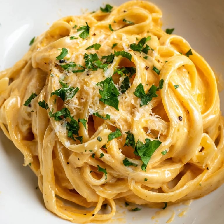 Close-up of silky sriracha honey pasta in a creamy sauce, steaming and ready to enjoy with a crisp white wine.