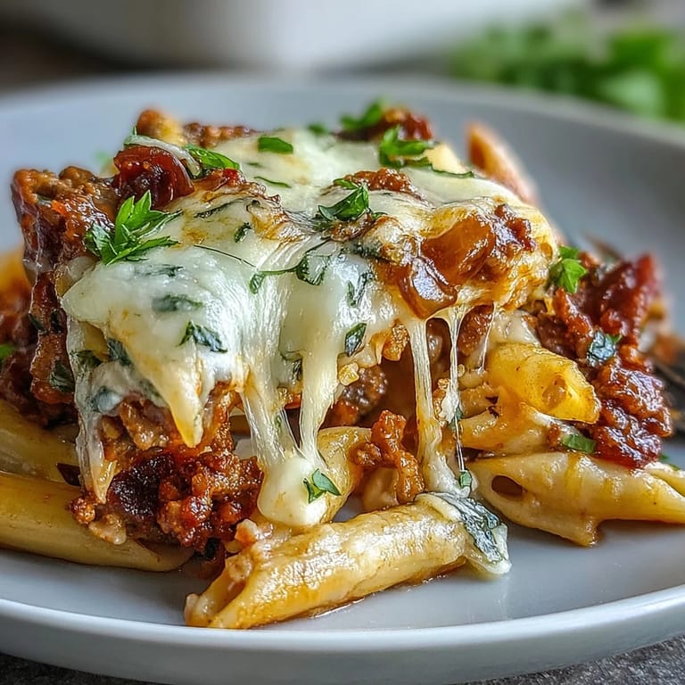 Enjoy this comforting High Protein Italian Beef and Pasta Bake, layered with beef, pasta, and vegetables.