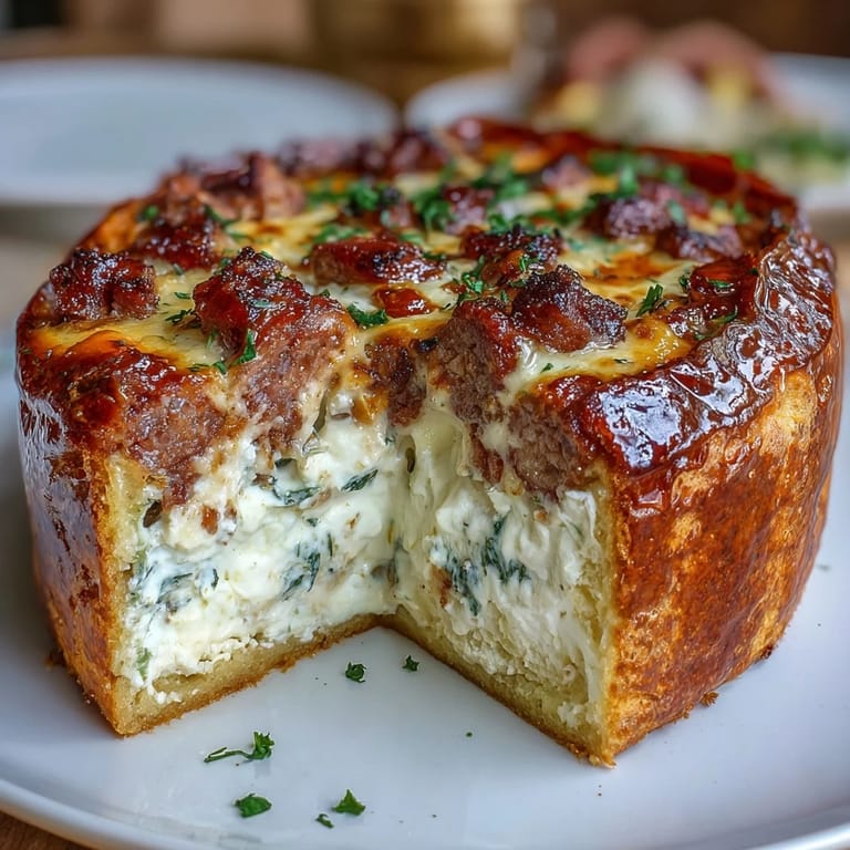 Savory Italian Easter Pie with Ricotta and Salami, a festive pastry with creamy cheese and cured meat.