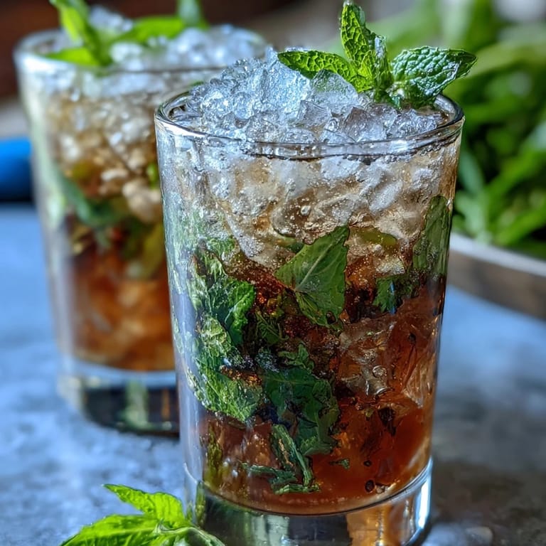 Cool, non-alcoholic Mint Julep Mocktail with fresh mint leaves, sparkling water, and lemon, perfect for Derby parties or summer gatherings.