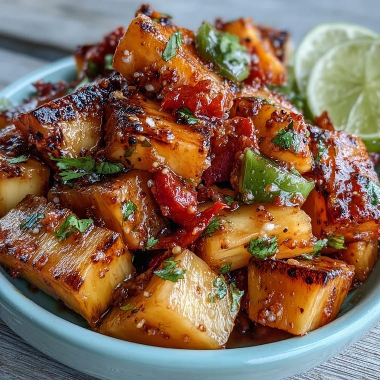Tropical mango and pineapple tossed with zesty Tajín and a squeeze of lime, these refreshing fruit cups are a vibrant beach snack.