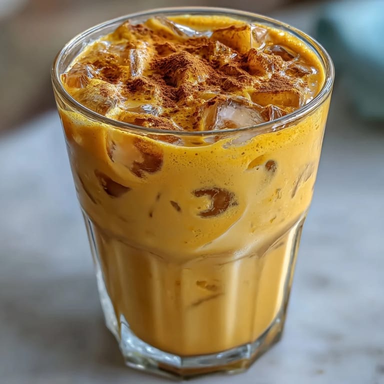 Enjoy this bright Turmeric Golden Milk Iced Latte, perfect for a healthy, cool energy boost.