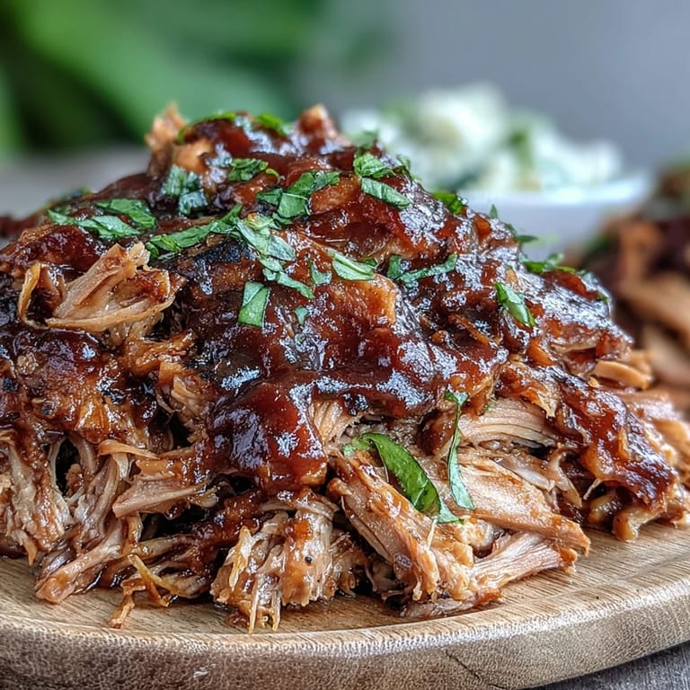 Festive Juneteenth BBQ pulled pork garnished with cool, crisp watermelon slaw.