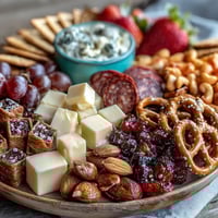 Festive grad party snack board with sweet and savory bites, perfect for celebrating graduates and delighting guests of all ages.
