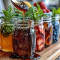 DIY Lemonade Bar with Flavor Syrups - Colorful lemonade station with pitchers of classic lemonade, assorted fruit syrups, and garnishes ready for mixing.