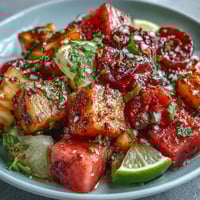 Bright, juicy mango chunks dusted with chili-lime seasoning and fresh lime juice, served in colorful fruit cups perfect for summer snacking.