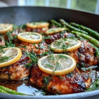 Juicy One-Pan Lemon Herb Chicken and Asparagus, roasted golden with bright citrus zest.