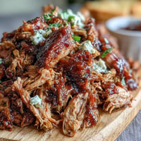 Tender Juneteenth BBQ pulled pork piled high with refreshing watermelon slaw.
